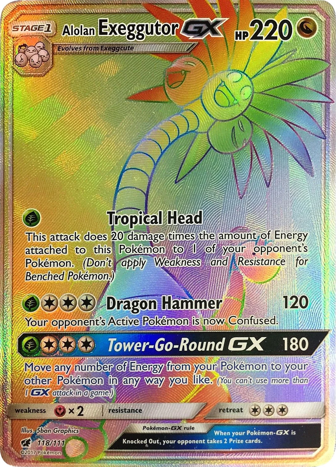 Alolan Exeggutor GX (Secret) (118/111) (SM - Crimson Invasion)