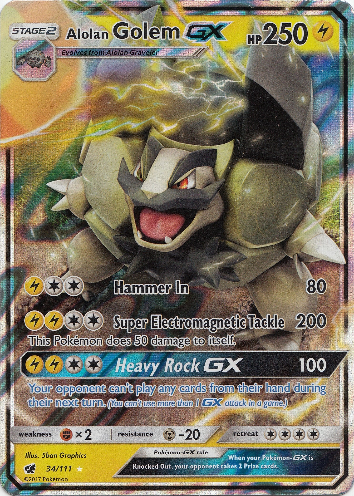 Alolan Golem GX (34/111) (SM - Crimson Invasion)