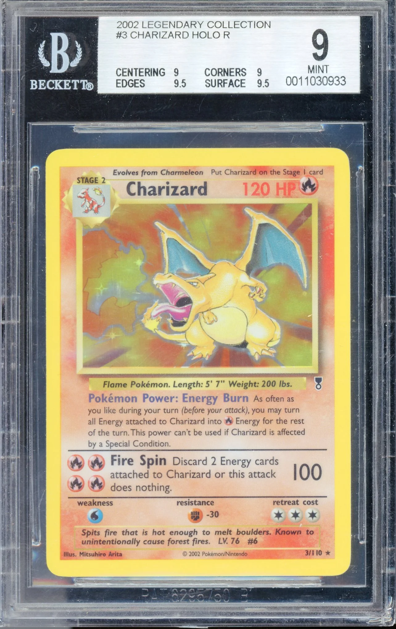 BGS 9 Charizard Holo (3/110) [Legendary Collection]