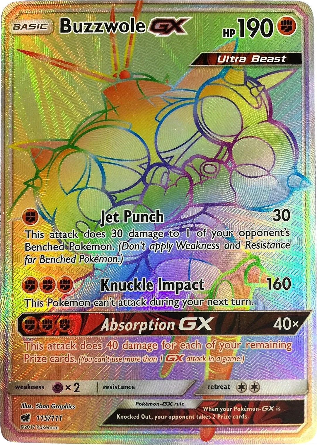Buzzwole GX (Secret) (115/111) (SM - Crimson Invasion)