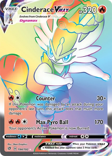 Cinderace VMAX (Secret) (194/192) (SWSH02: Rebel Clash)