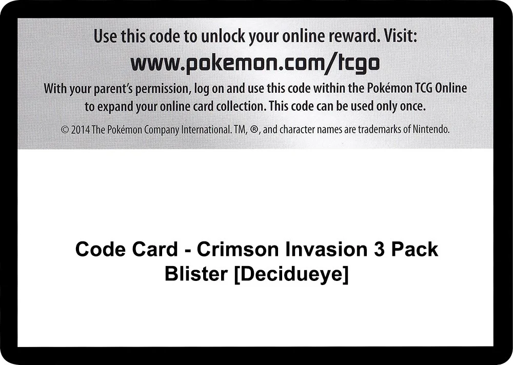 Code Card - Crimson Invasion 3 Pack Blister [Decidueye] (SM - Crimson Invasion)