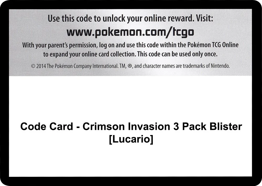 Code Card - Crimson Invasion 3 Pack Blister [Lucario] (SM - Crimson Invasion)