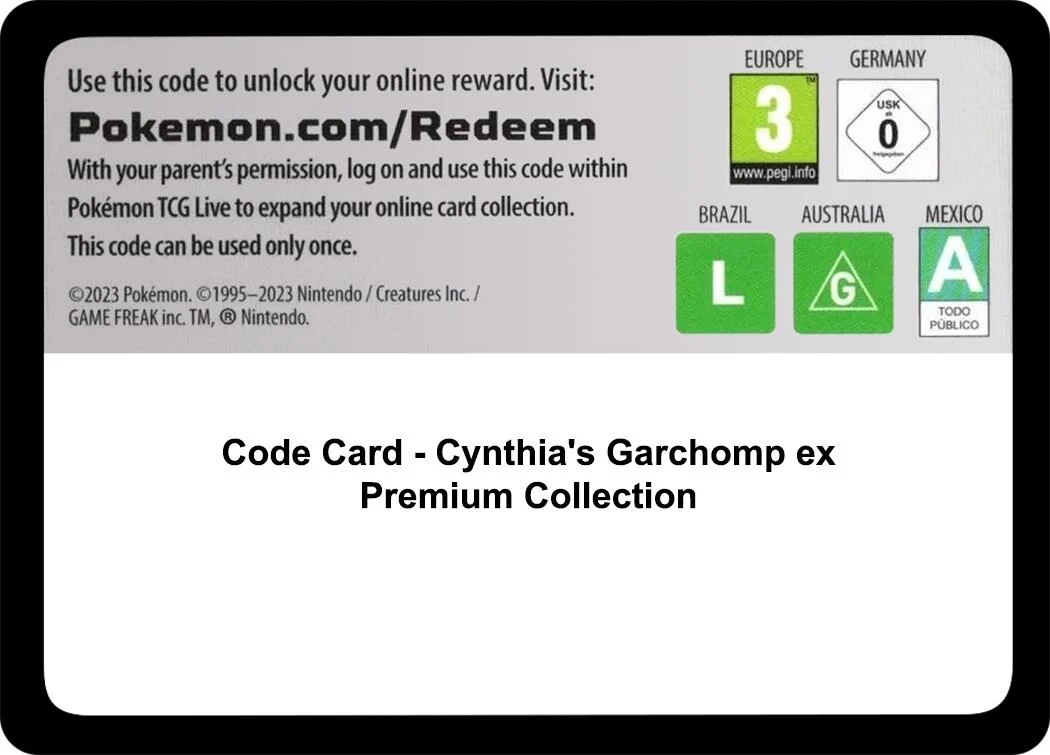 Code Card - Cynthia's Garchomp ex Premium Collection