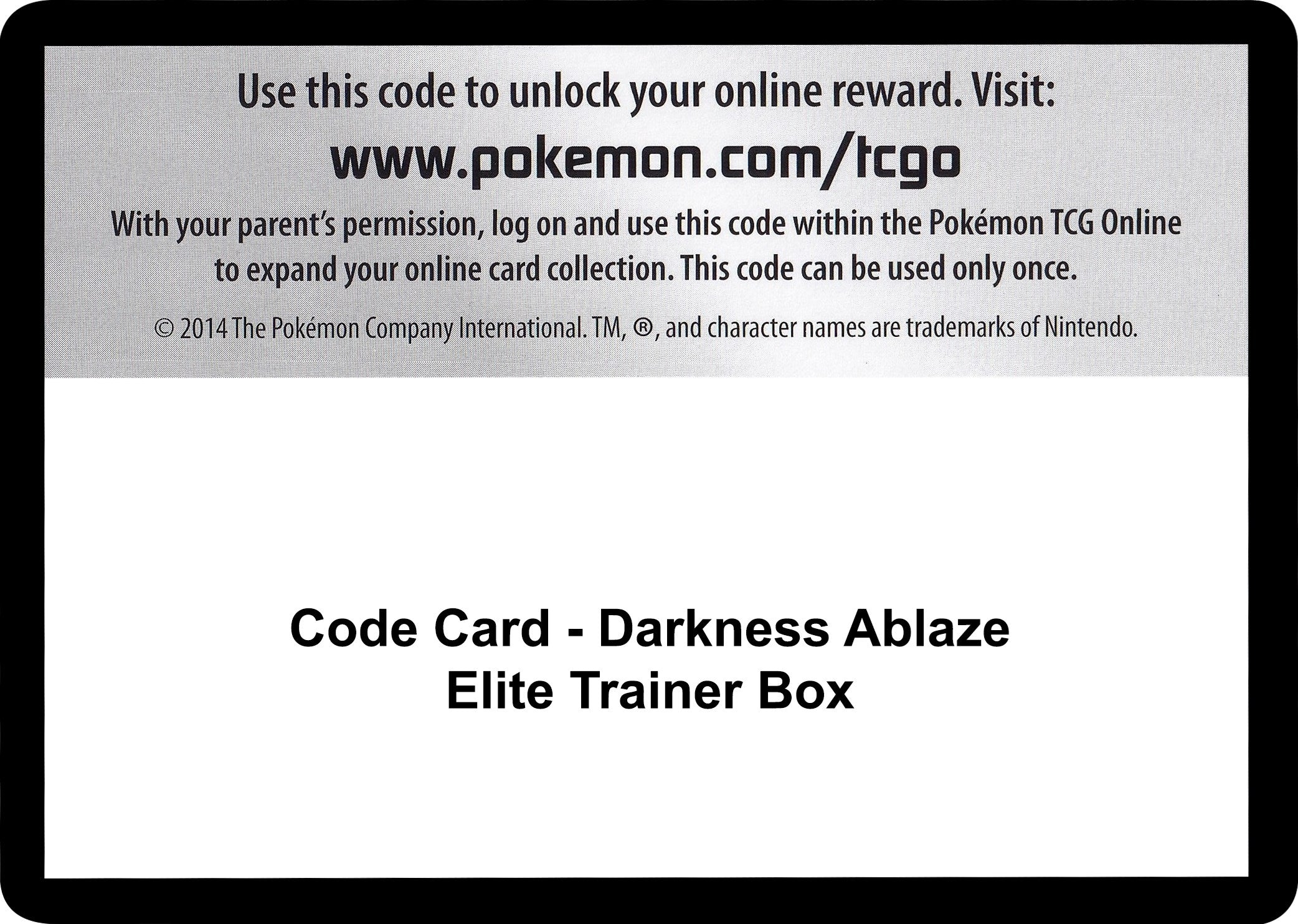Code Card - Darkness Ablaze Elite Trainer Box