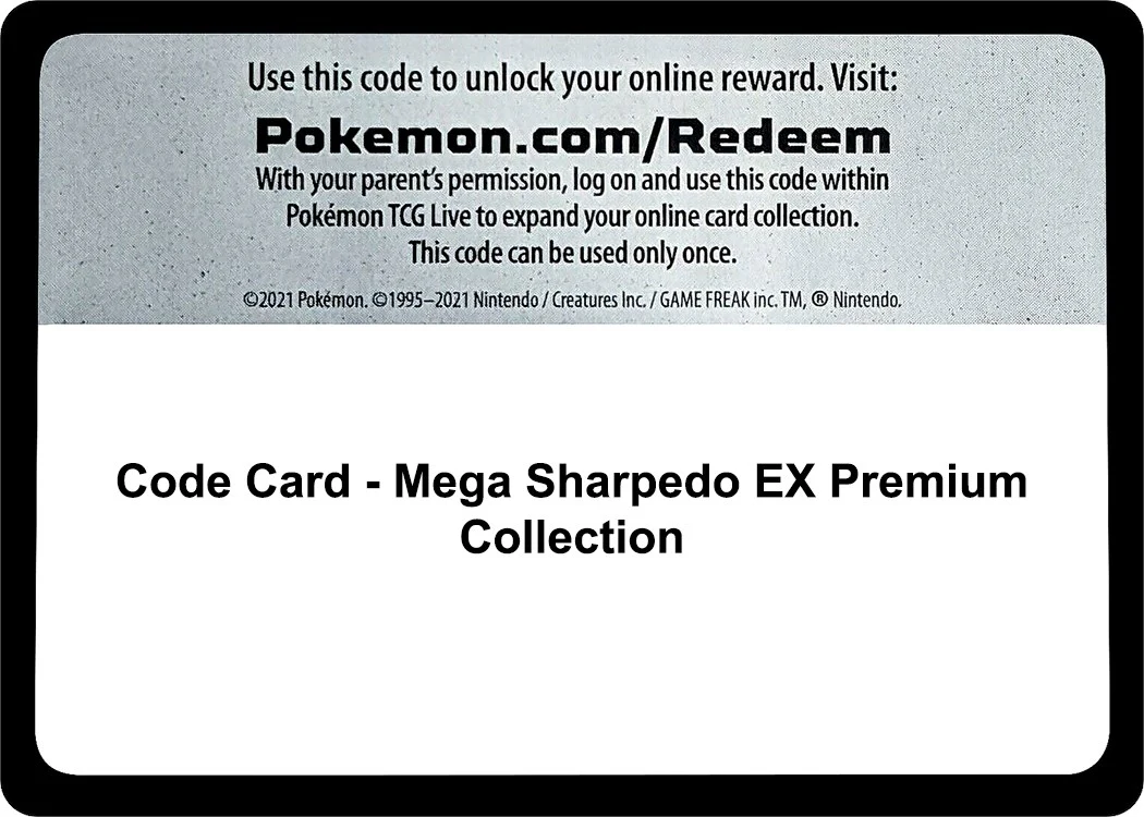 Code Card - Mega Sharpedo EX Premium Collection (SM Base Set)