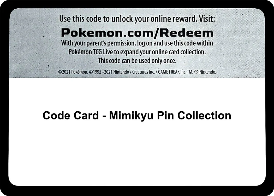 Code Card - Mimikyu Pin Collection (SM Base Set)