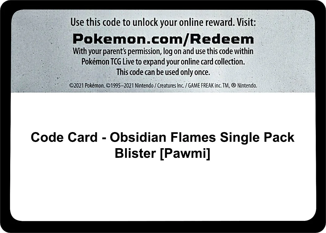 Code Card - Obsidian Flames Single Pack Blister [Pawmi] (SV03: Obsidian Flames)