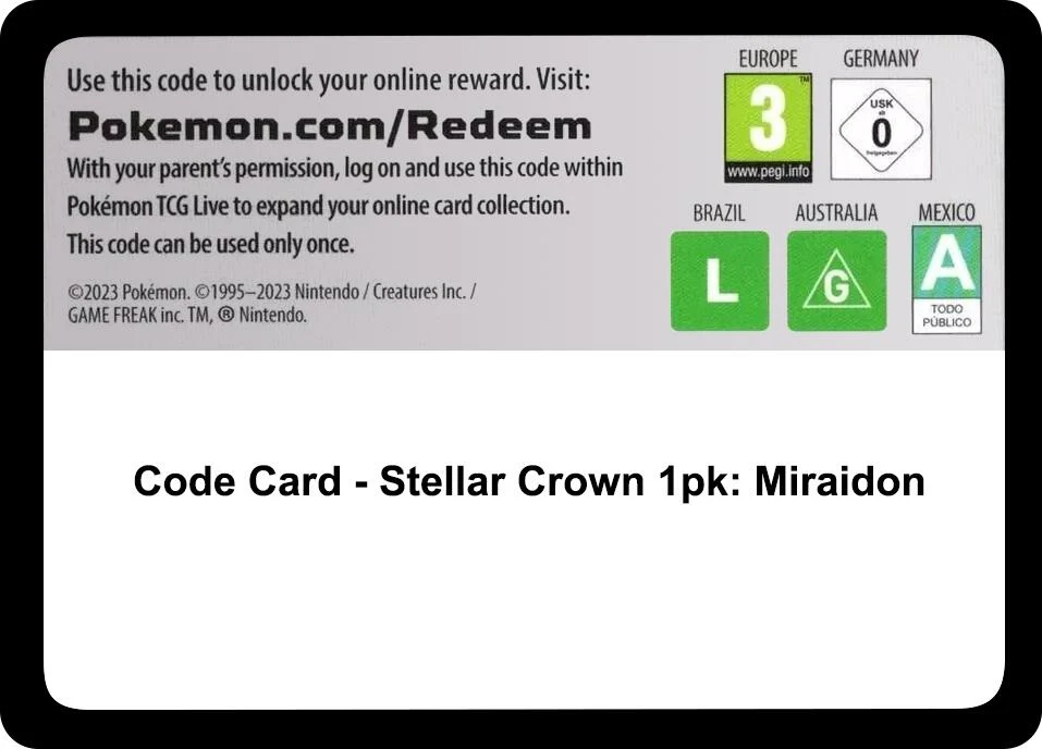 Code Card - Stellar Crown Premium Checklane Blister [Miraidon] (SV07: Stellar Crown)