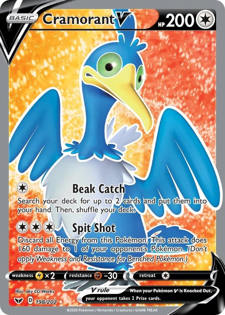 Cramorant V (Full Art) (198/202) (SWSH01: Sword & Shield Base Set)