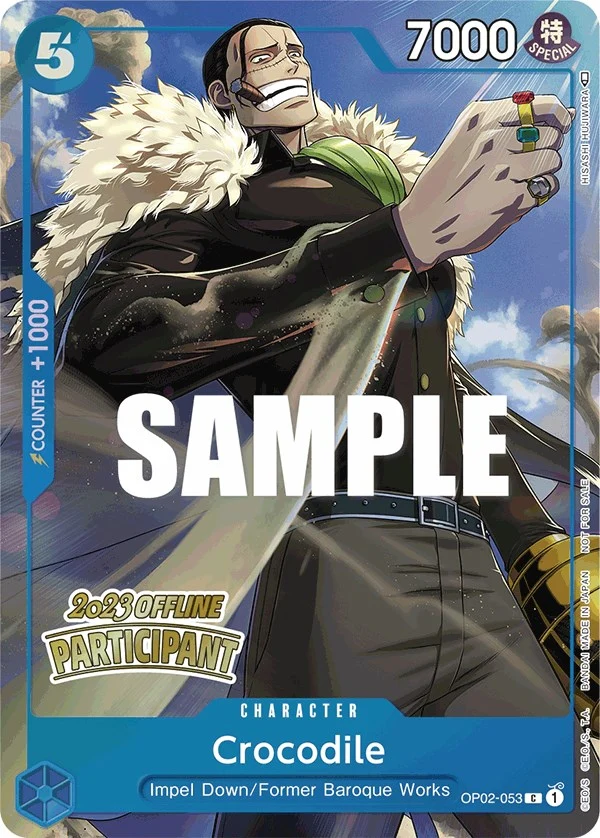 Crocodile (Offline Regional 2023) [Participant] (OP02-053) (One Piece Promotion Cards)