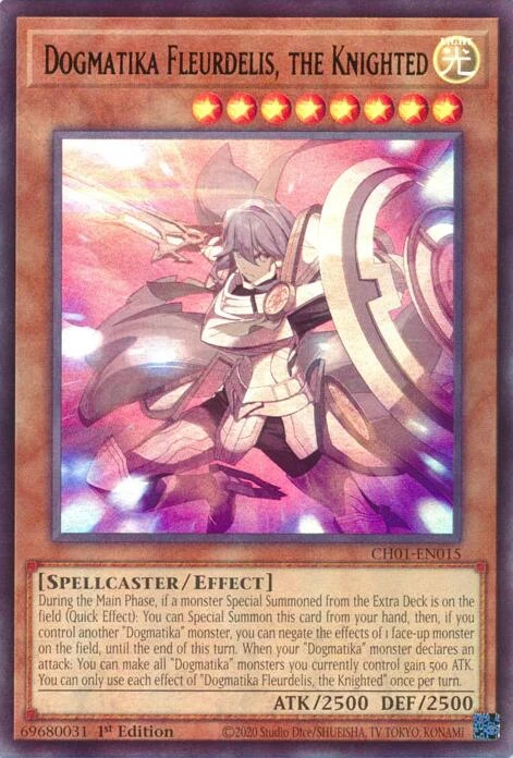 Dogmatika Fleurdelis, the Knighted (CH01-EN015) (THE CHRONICLES DECK: The Fallen & The Virtuous (All-Foil Edition))