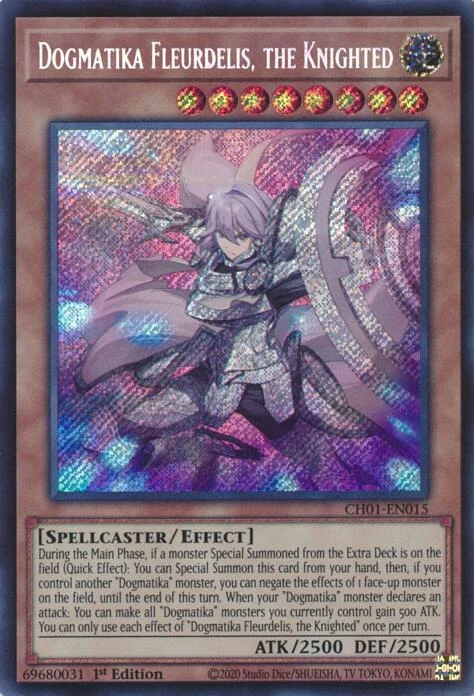 Dogmatika Fleurdelis, the Knighted (Secret Rare) (CH01-EN015) (THE CHRONICLES DECK: The Fallen & The Virtuous (All-Foil Edition))