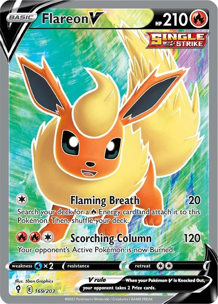 Flareon V (Full Art) (169/203) (SWSH07: Evolving Skies)
