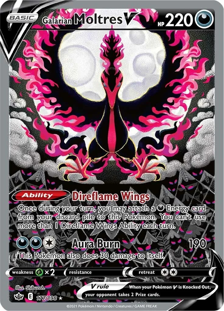 Galarian Moltres V (Alternate Full Art) (177/198) (SWSH06: Chilling Reign)