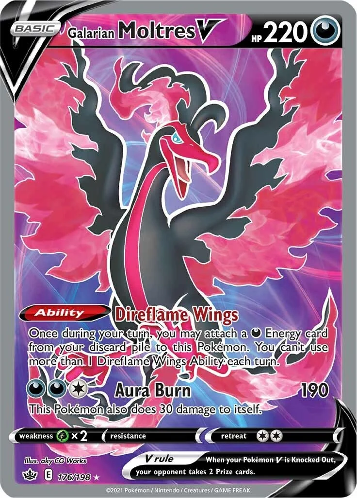 Galarian Moltres V (Full Art) (176/198) (SWSH06: Chilling Reign)