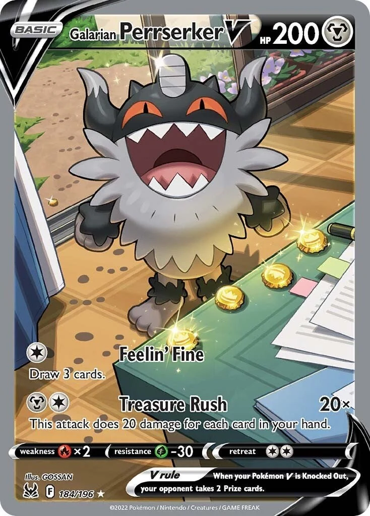 Galarian Perrserker V (Alternate Full Art) (184/196) (SWSH11: Lost Origin)