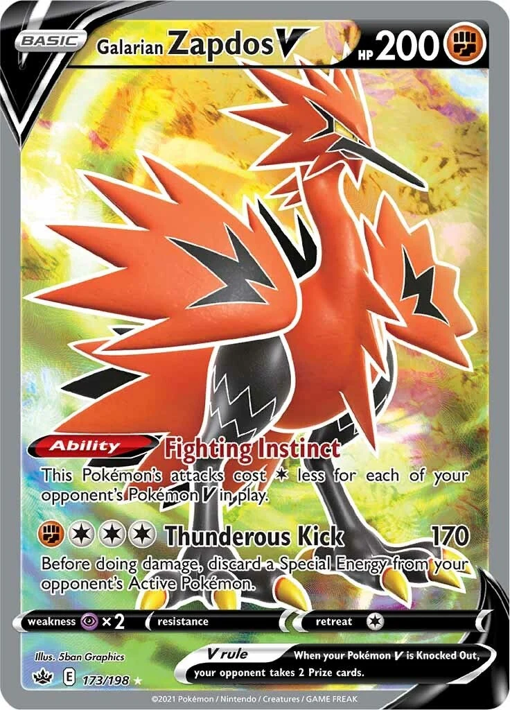 Galarian Zapdos V (Full Art) (173/198) (SWSH06: Chilling Reign)