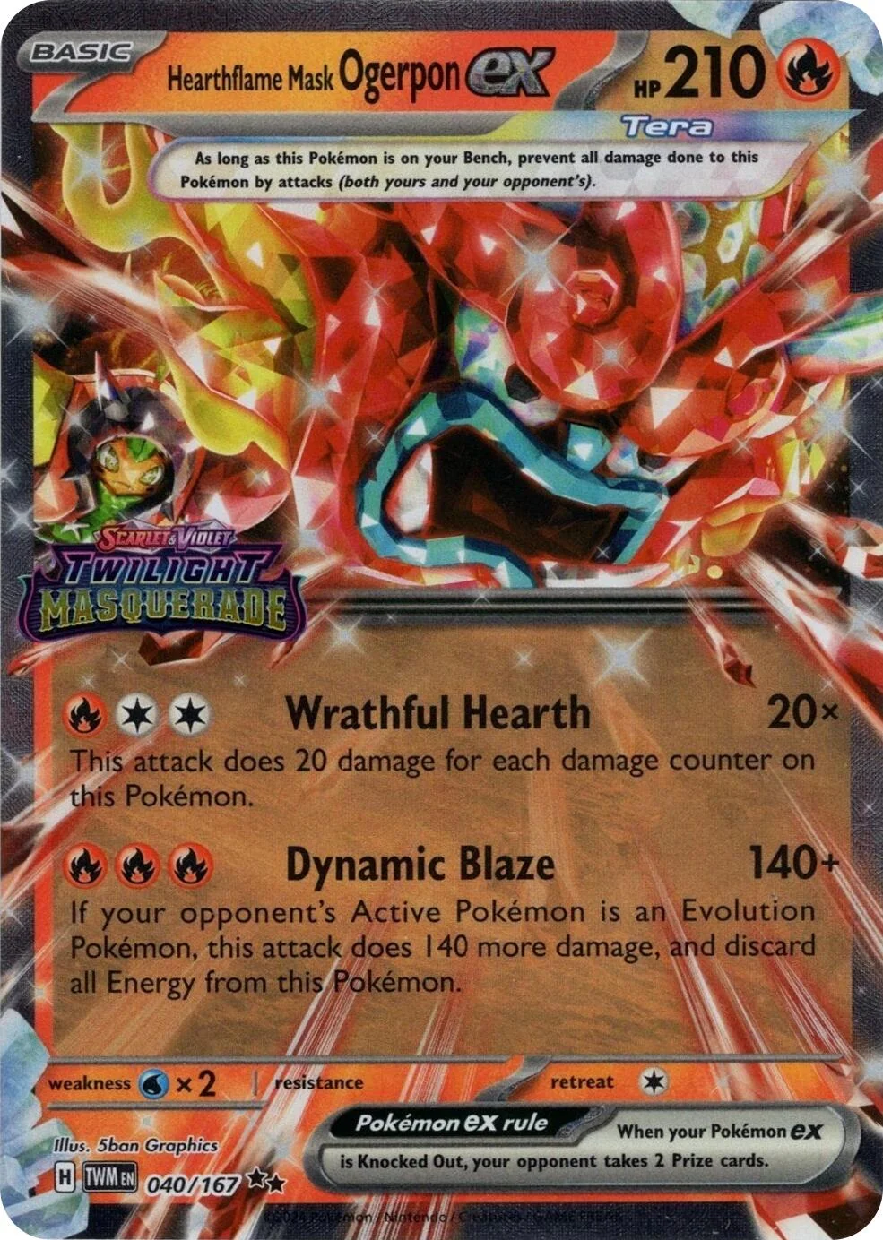 Hearthflame Mask Ogerpon ex (Twilight Masquerade Stamp) (040/167)