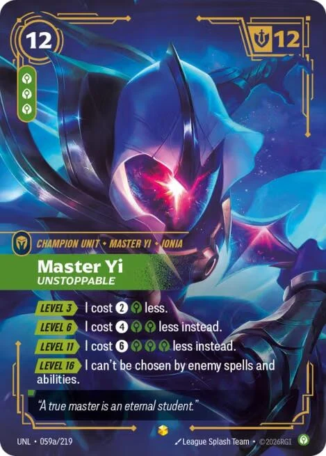 Master Yi - Unstoppable (Alternate Art) (059a/219) (Unleashed)