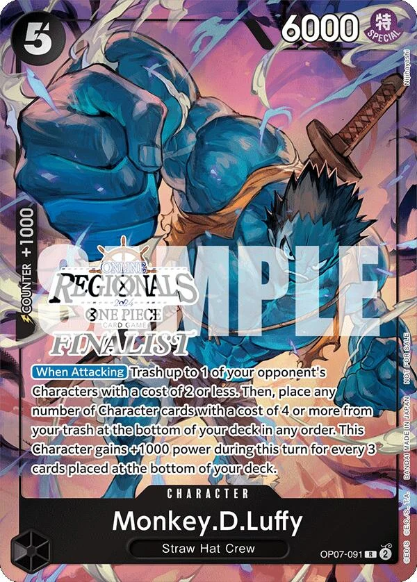 Monkey.D.Luffy (091) (Online Regional 2024 Vol. 3) [Finalist] (OP07-091) (One Piece Promotion Cards)