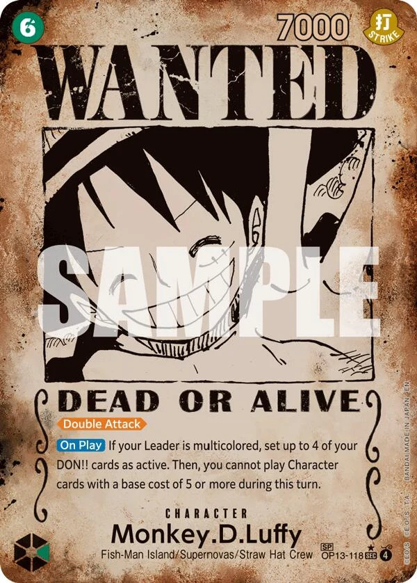 Monkey.D.Luffy (118) (Wanted Poster) (OP13-118) (Carrying On His Will)