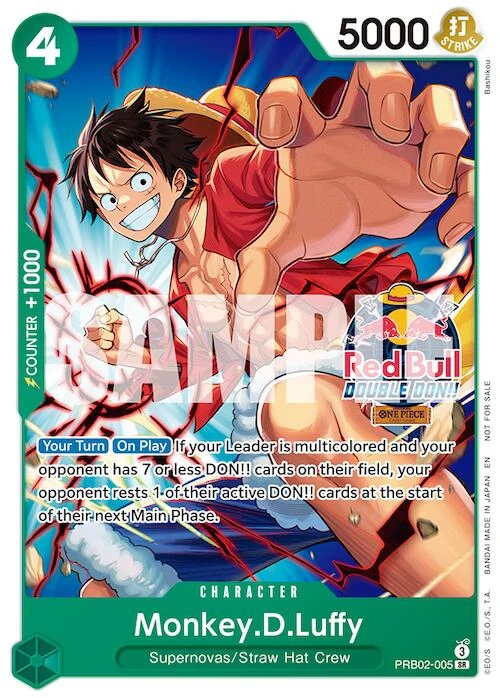 Monkey.D.Luffy (Red Bull Double Don!!) (PRB02-005) (One Piece Promotion Cards)