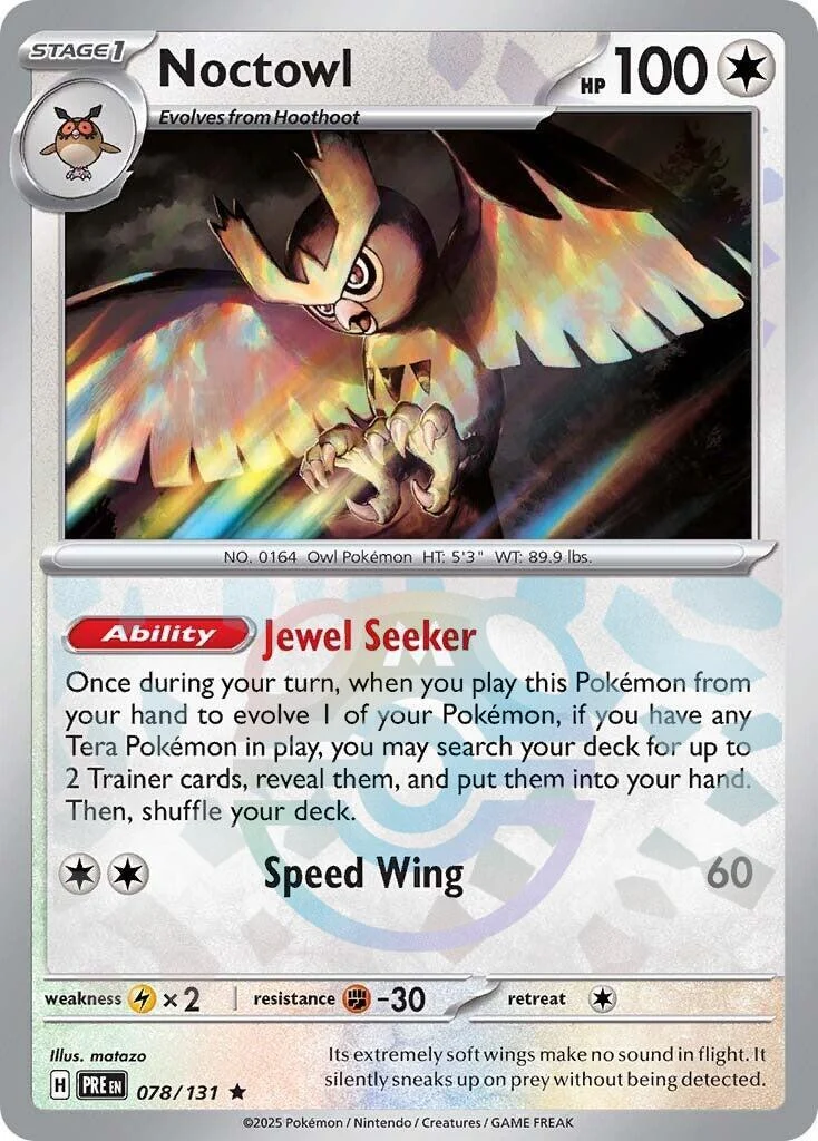 Noctowl (Master Ball Pattern) (078/131) (SV: Prismatic Evolutions)