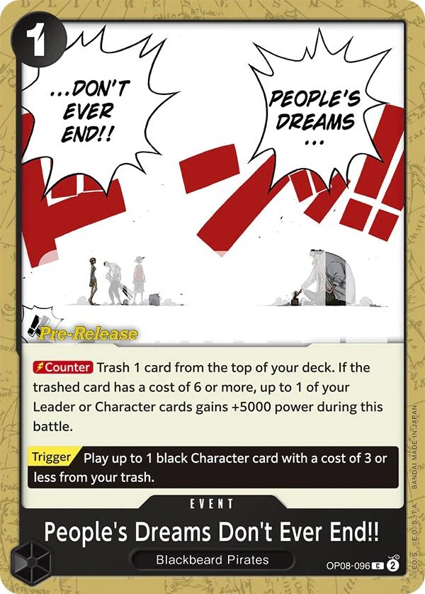 People's Dreams Don't Ever End!! (OP08-096) (Two Legends Pre-Release Cards)