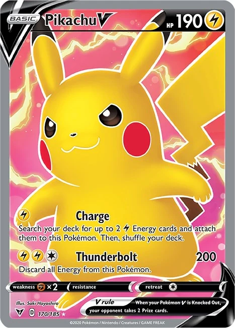 Pikachu V (Full Art) (170/185) (SWSH04: Vivid Voltage)
