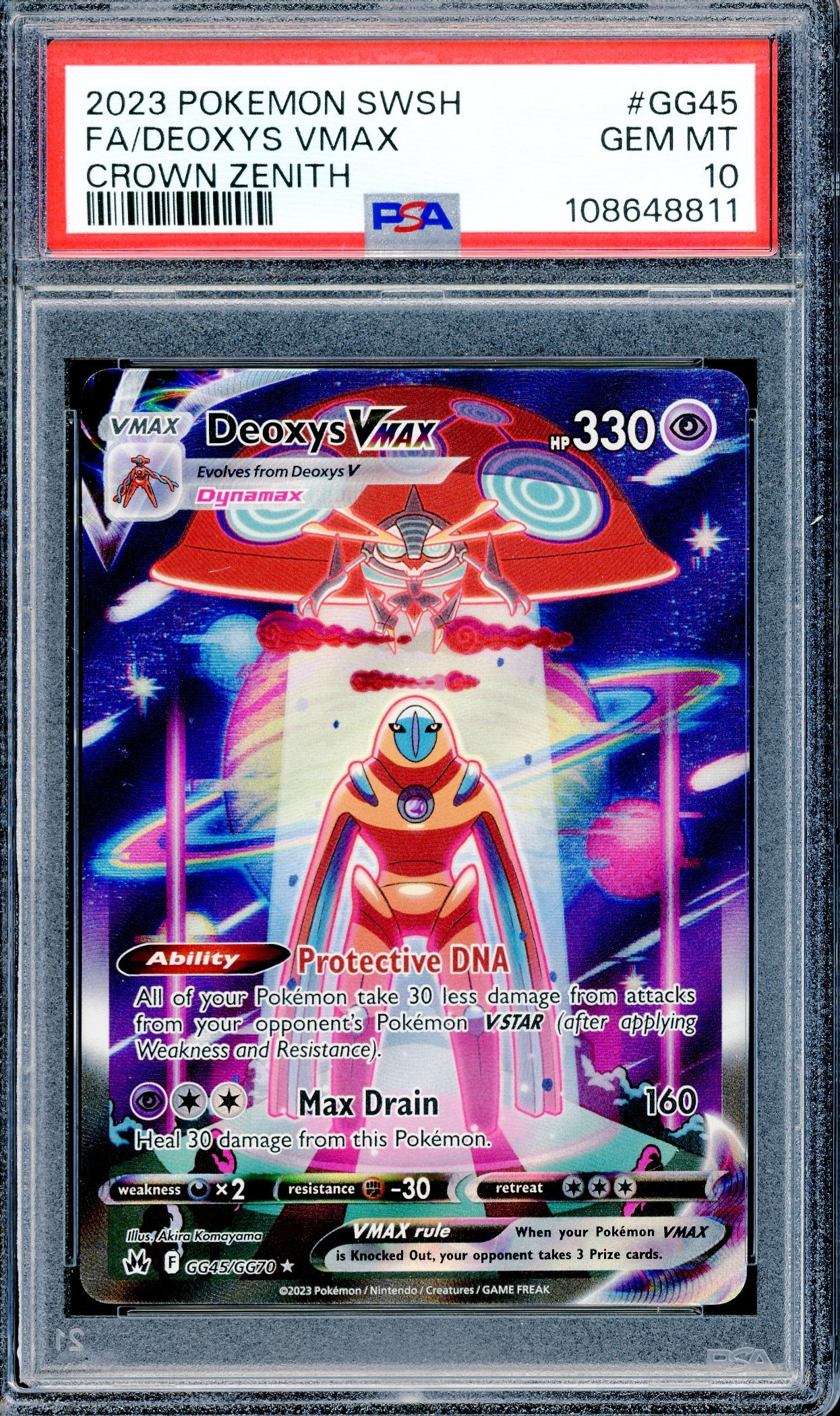 PSA 10 Deoxys VMAX (GG45/GG70) [Pokemon Crown Zenith]