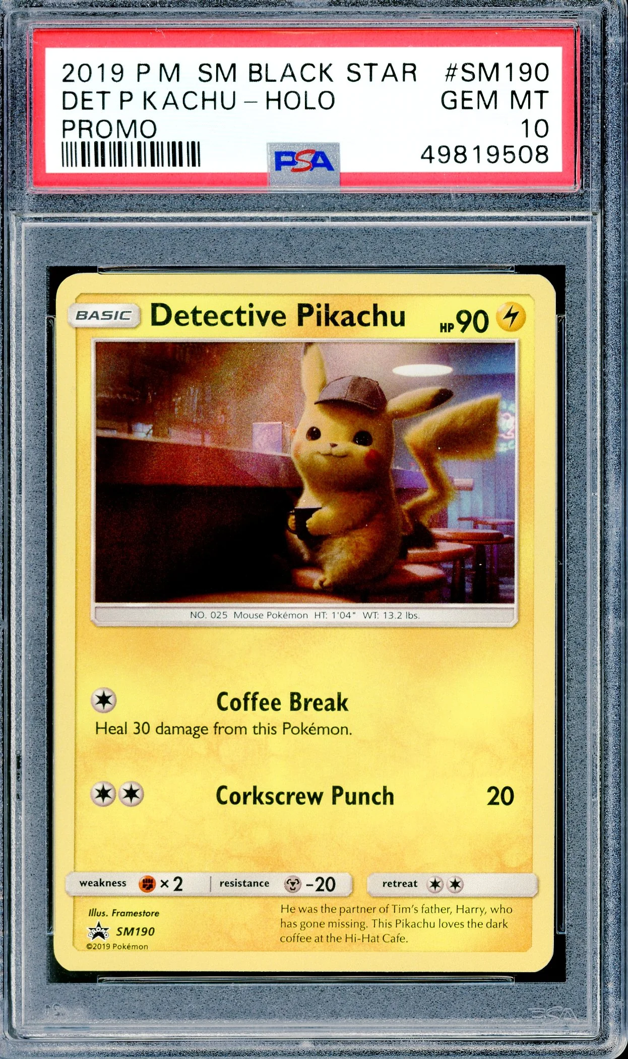 PSA 10 Detective Pikachu Holo (SM190) [Sun & Moon Black Star Promo]