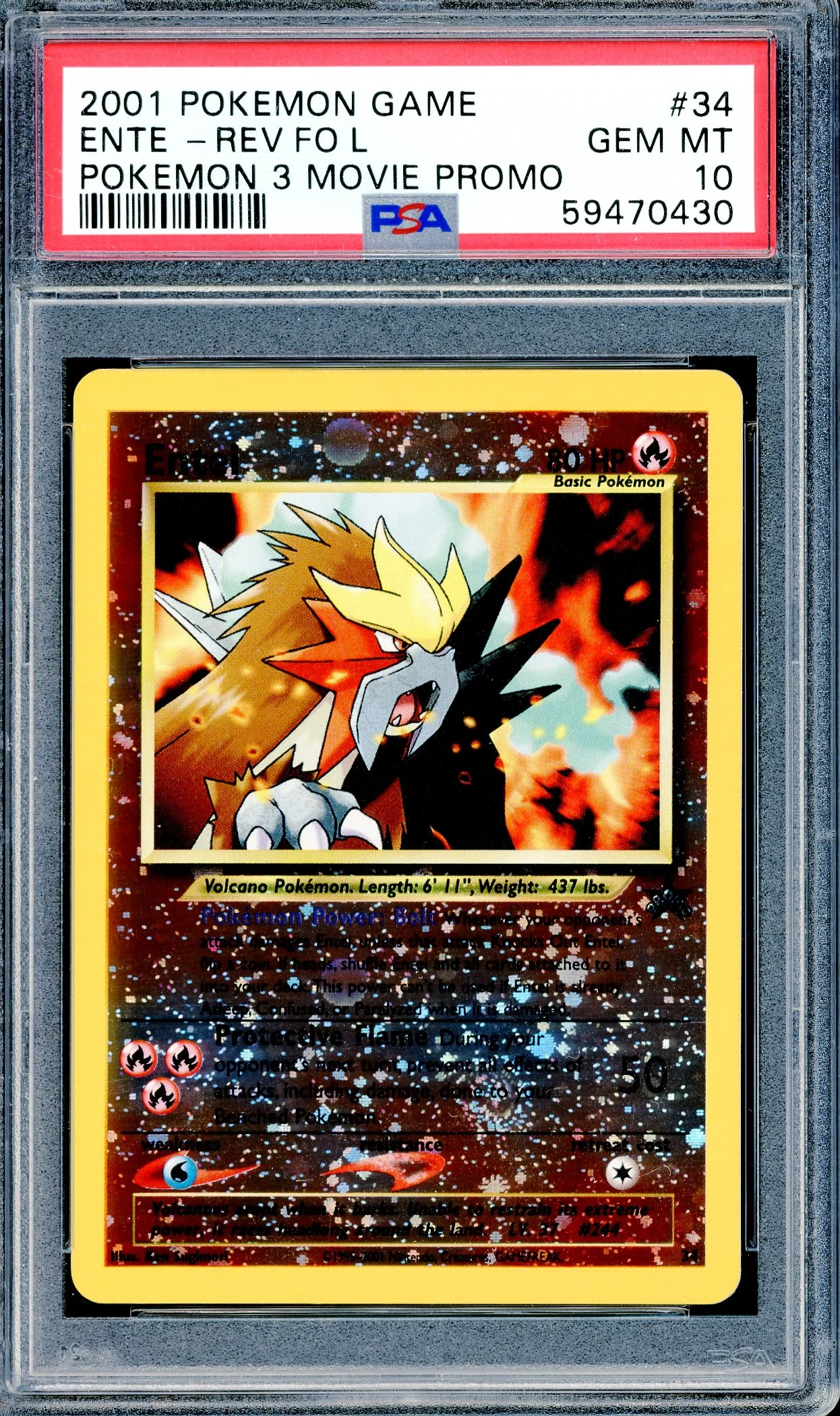 PSA 10 Entei - Rverse Foil (34) [Pokemon 3 Movie Promo]