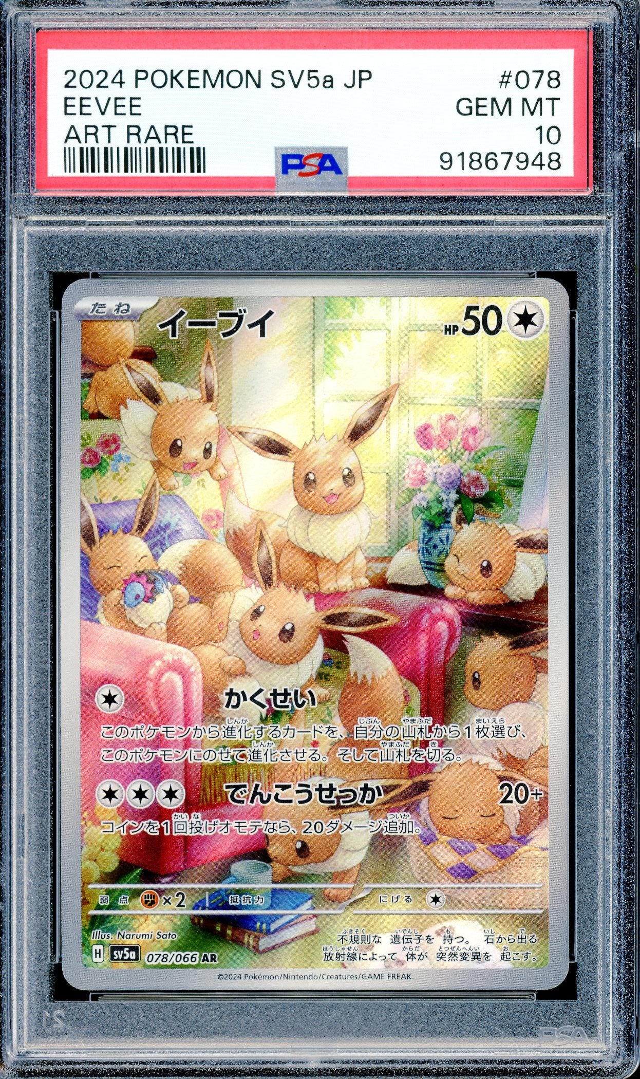 PSA 10 Japanese Eevee (078/066) [Pokemon Japanese Crimson Haze]