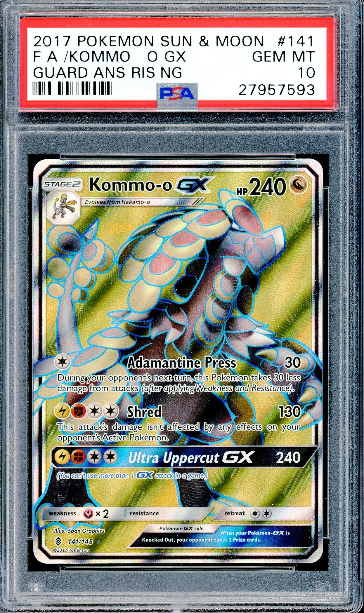 PSA 10 Kommo-o GX (141/145) [Guardians Rising]