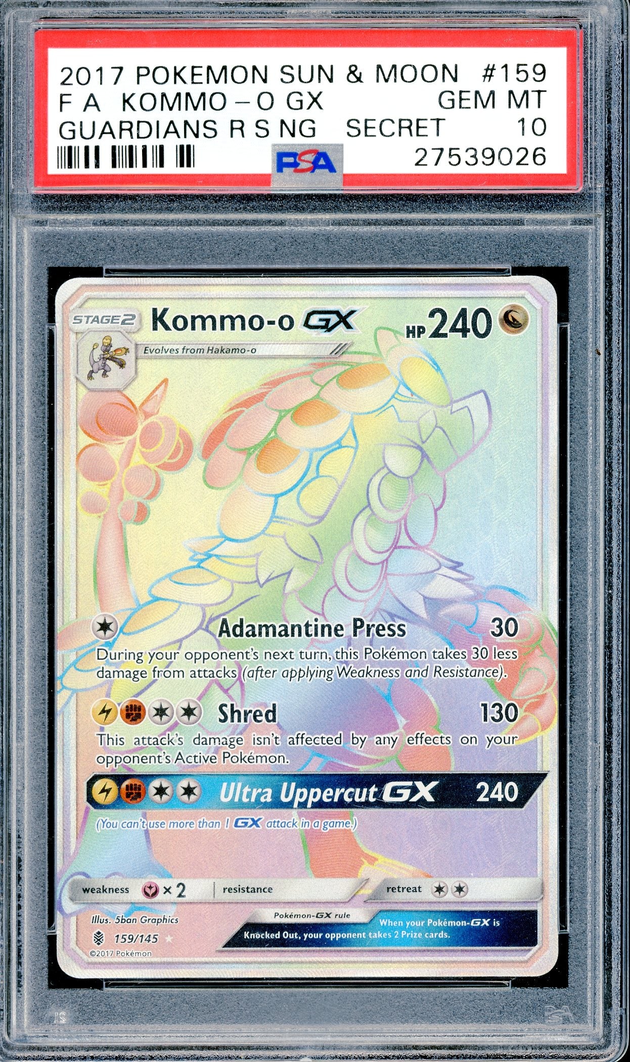 PSA 10 Kommo-o GX (159/145) [Guardians Rising]