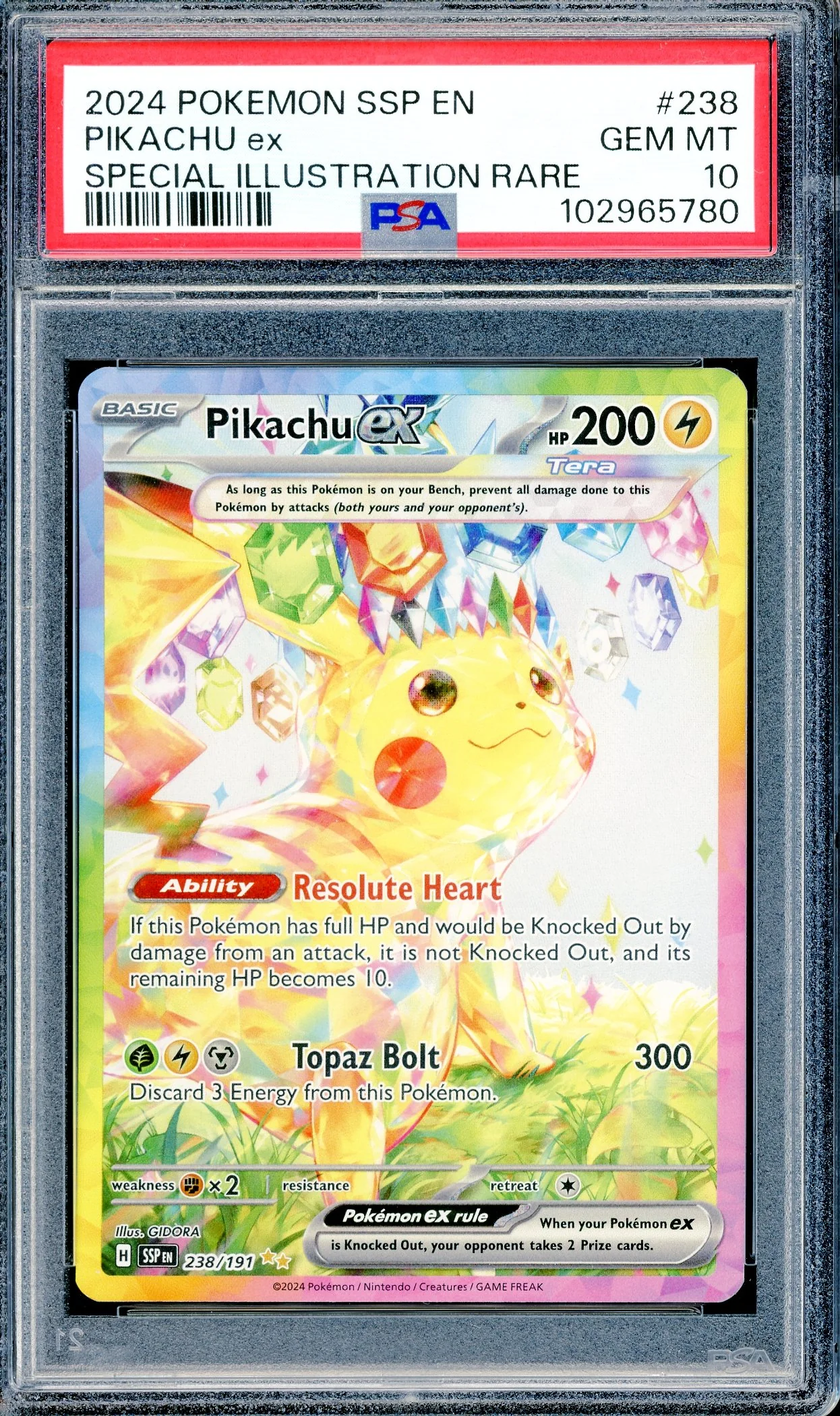 PSA 10 Pikachu ex Special Illustration Rare (238/191) [Scarlet & Violet: Surging Sparks]