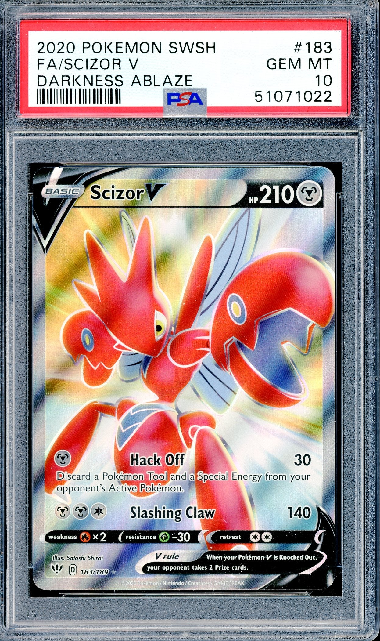 PSA 10 Scizor V (183/189)[Pokemon Sword & Shield: Darkness Ablaze]