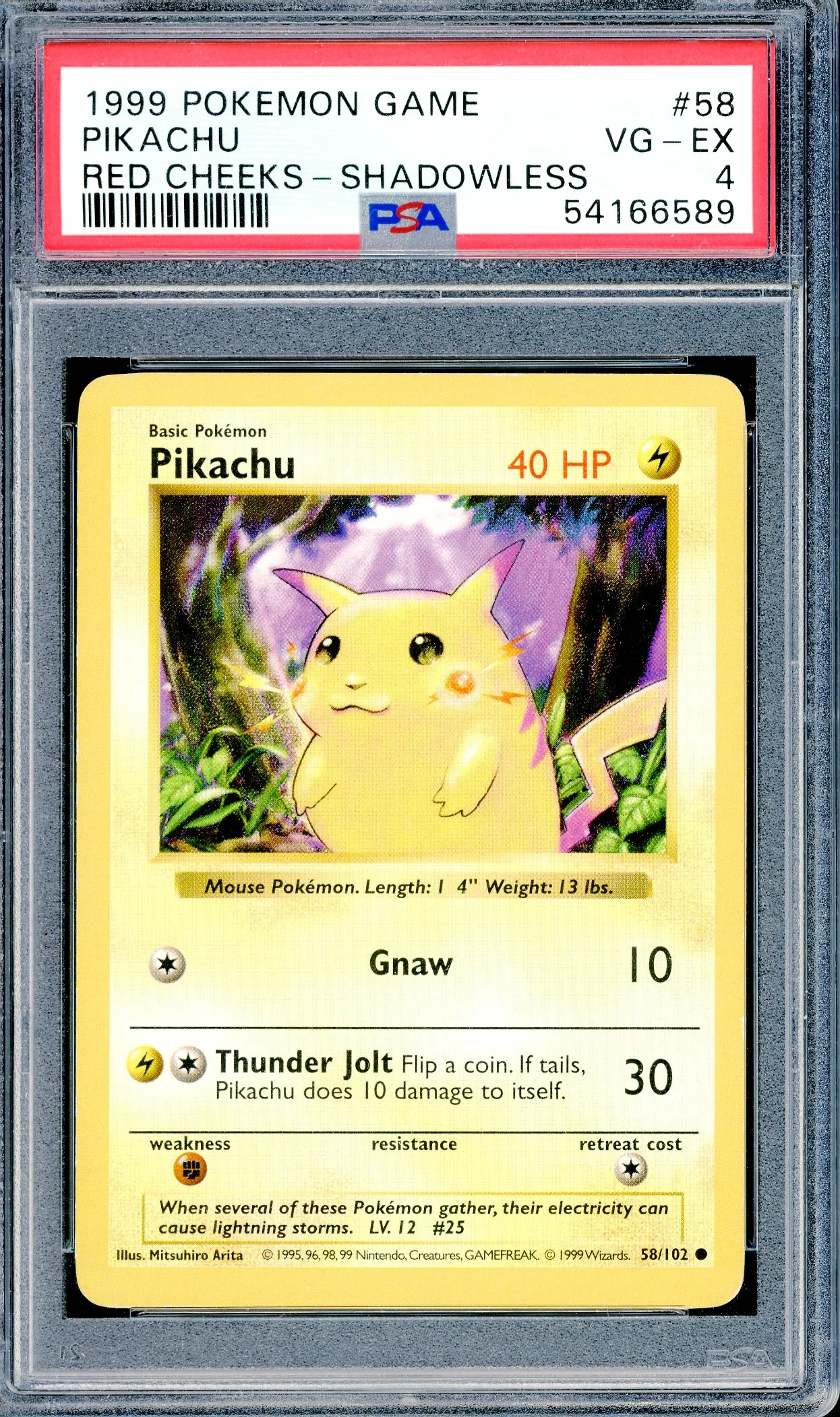 PSA 4 Pikachu Red Cheeks - Shadowless (58/102) [Pokemon Base Set  Shadowless]