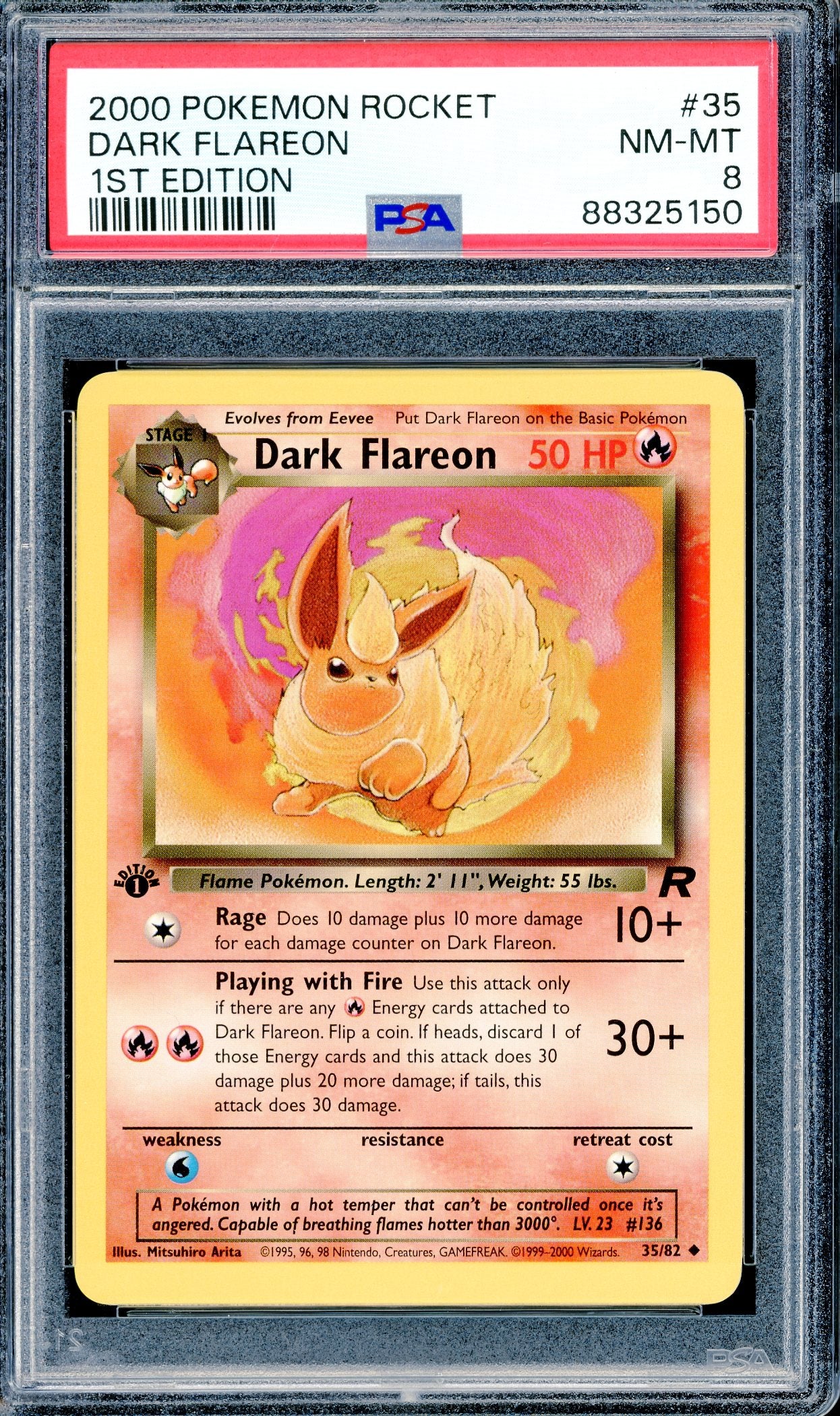 PSA 8 1st ED Dark Flareon (35/82) [WOTC 1st ED Team Rocket]