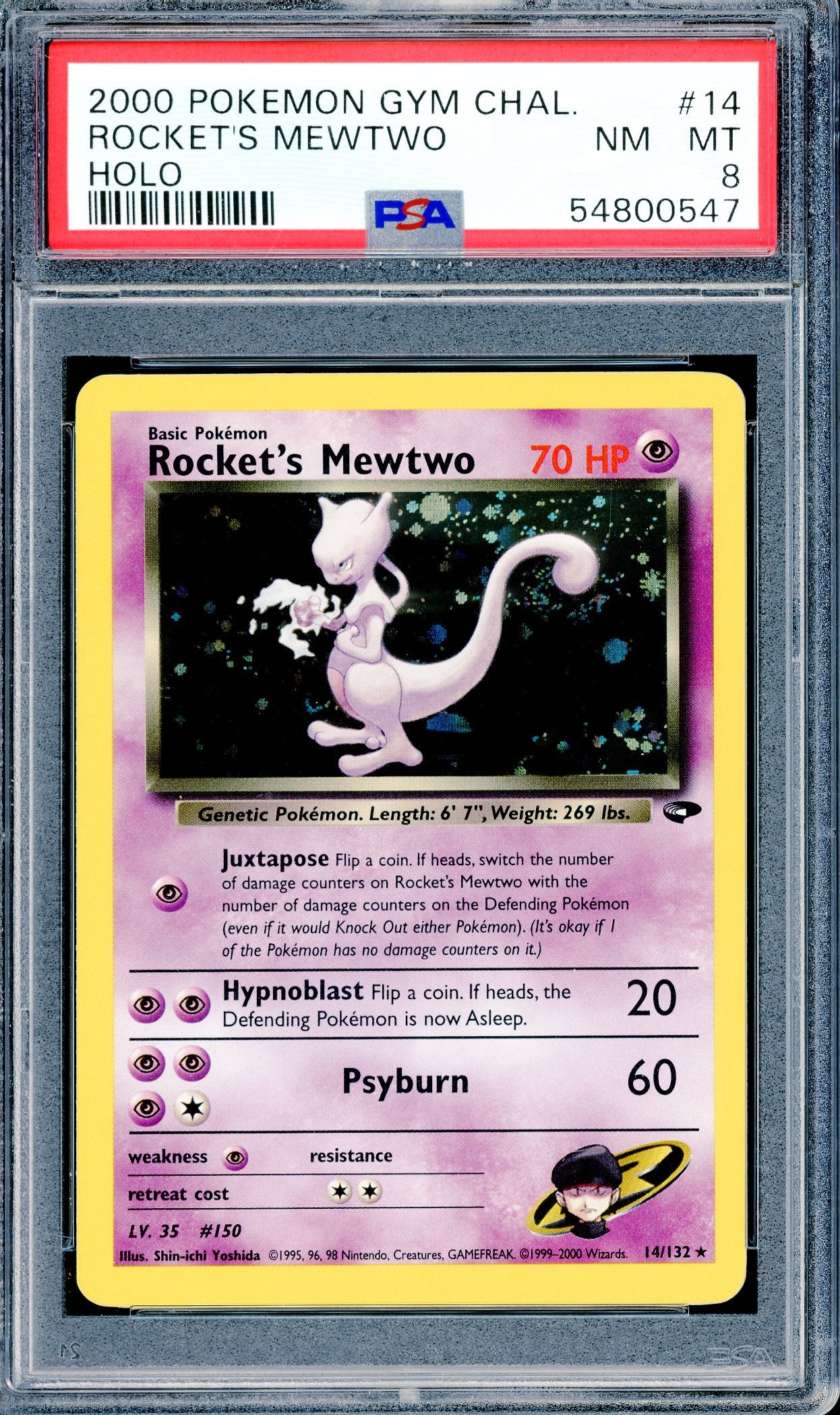 PSA 8 Rocket's Mewtwo - Holo (14/132) [WOTC Gym Challenge]