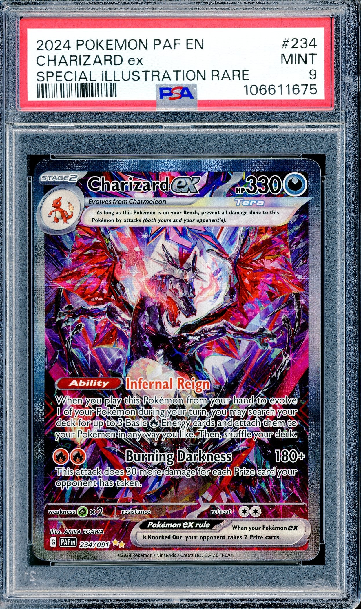 PSA 9 Charizard ex Special Illustration Rare (234/091) [Paldean Fates]