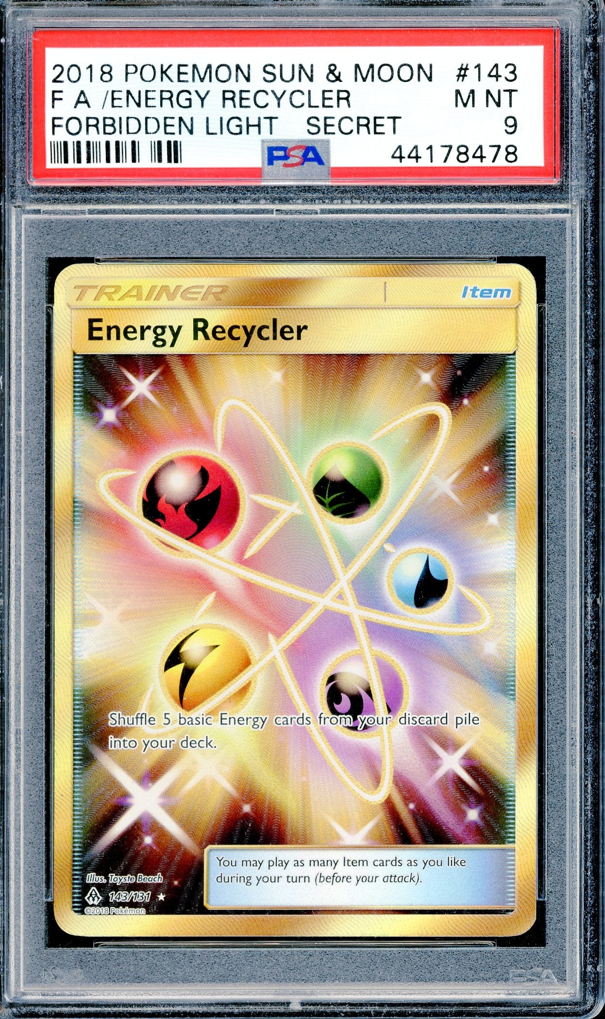 PSA 9 Energy Recycler (143/131) [Pokemon Sun & Moon: Forbidden Light]