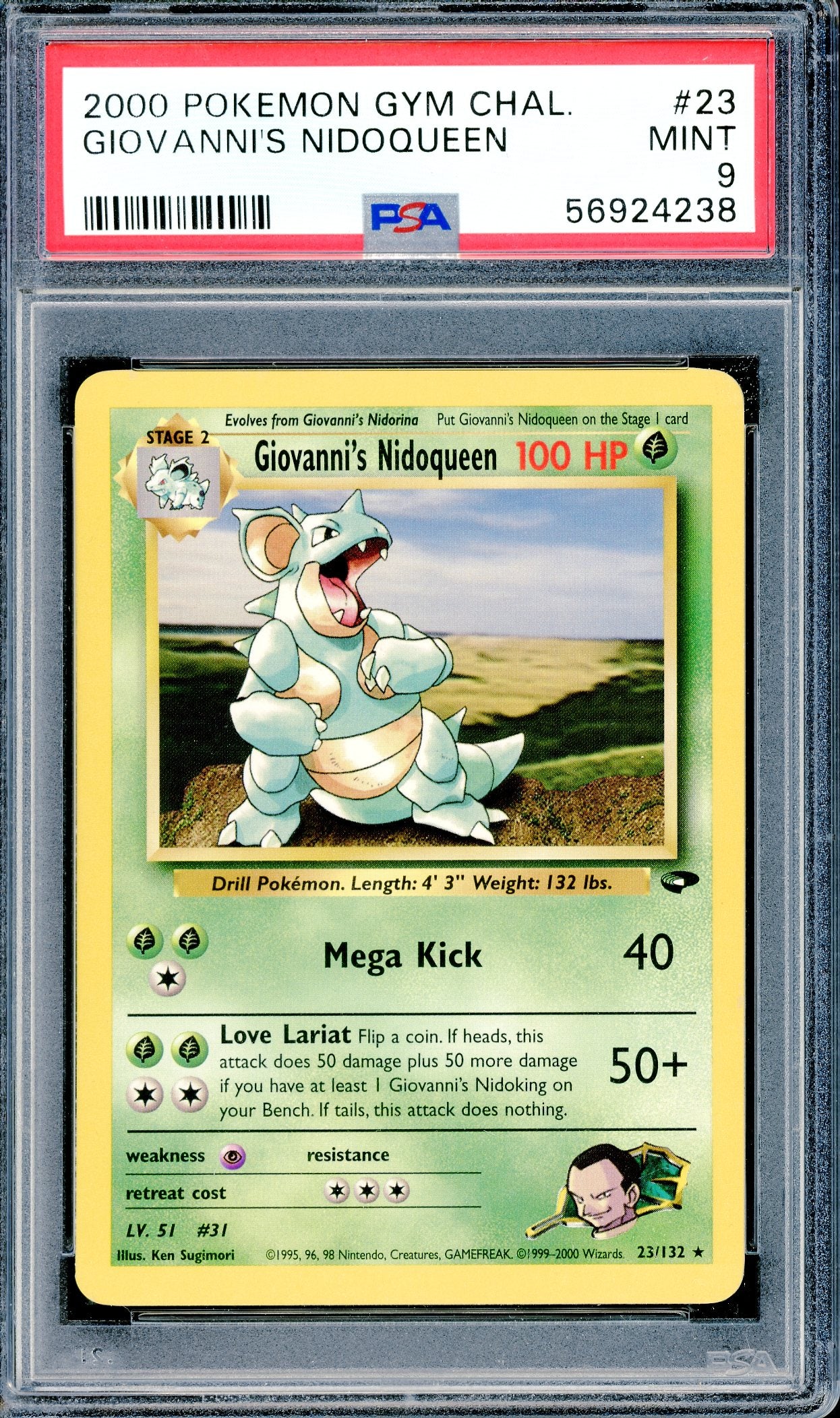 PSA 9 Giovanni's Nidoqueen (23/132) [Pokemon Gym Challenge]