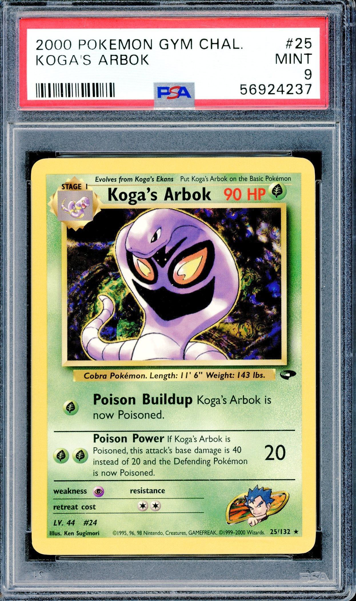 PSA 9 Koga's Arbok (25/132)[Pokemon Gym Challenge]