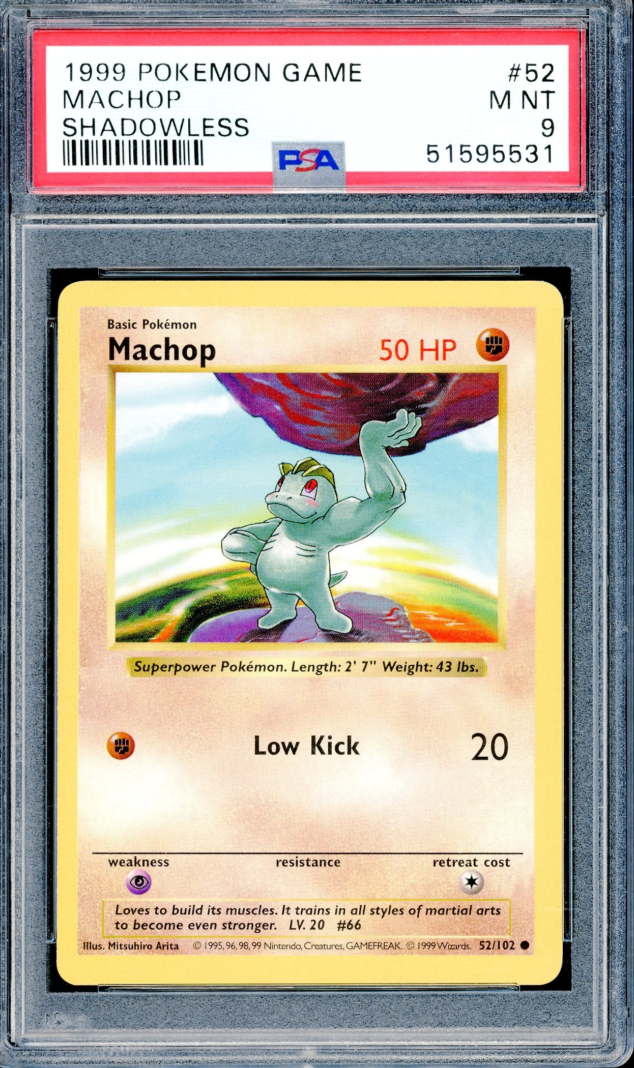 PSA 9 Machop (52/102) [Pokemon Base Set Shadowless]