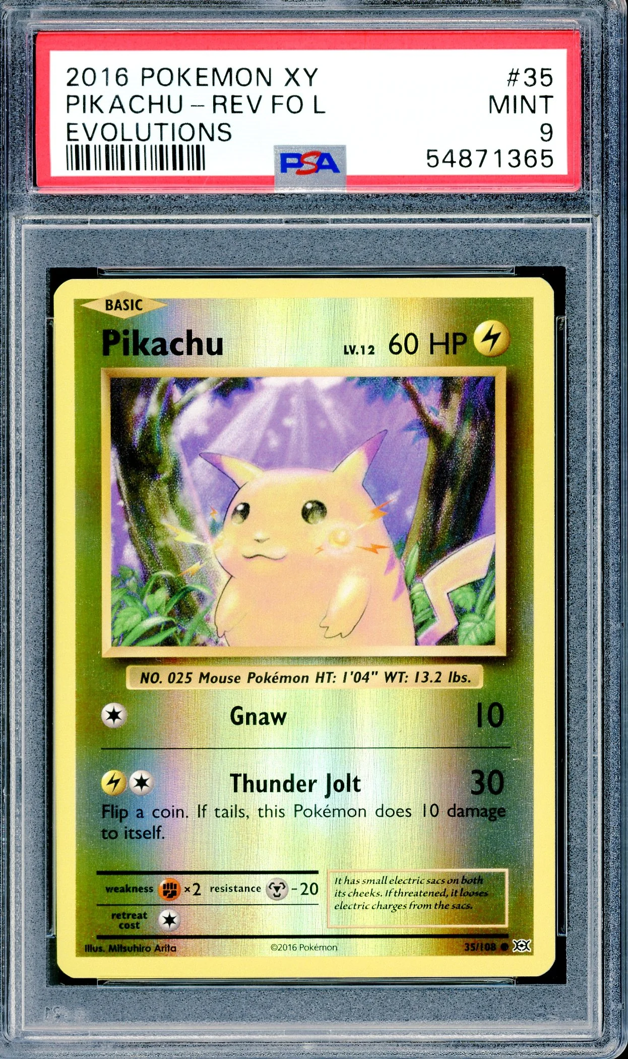 PSA 9 Pikachu Reverse Foil (35/108) [Pokemon XY Evolutions]
