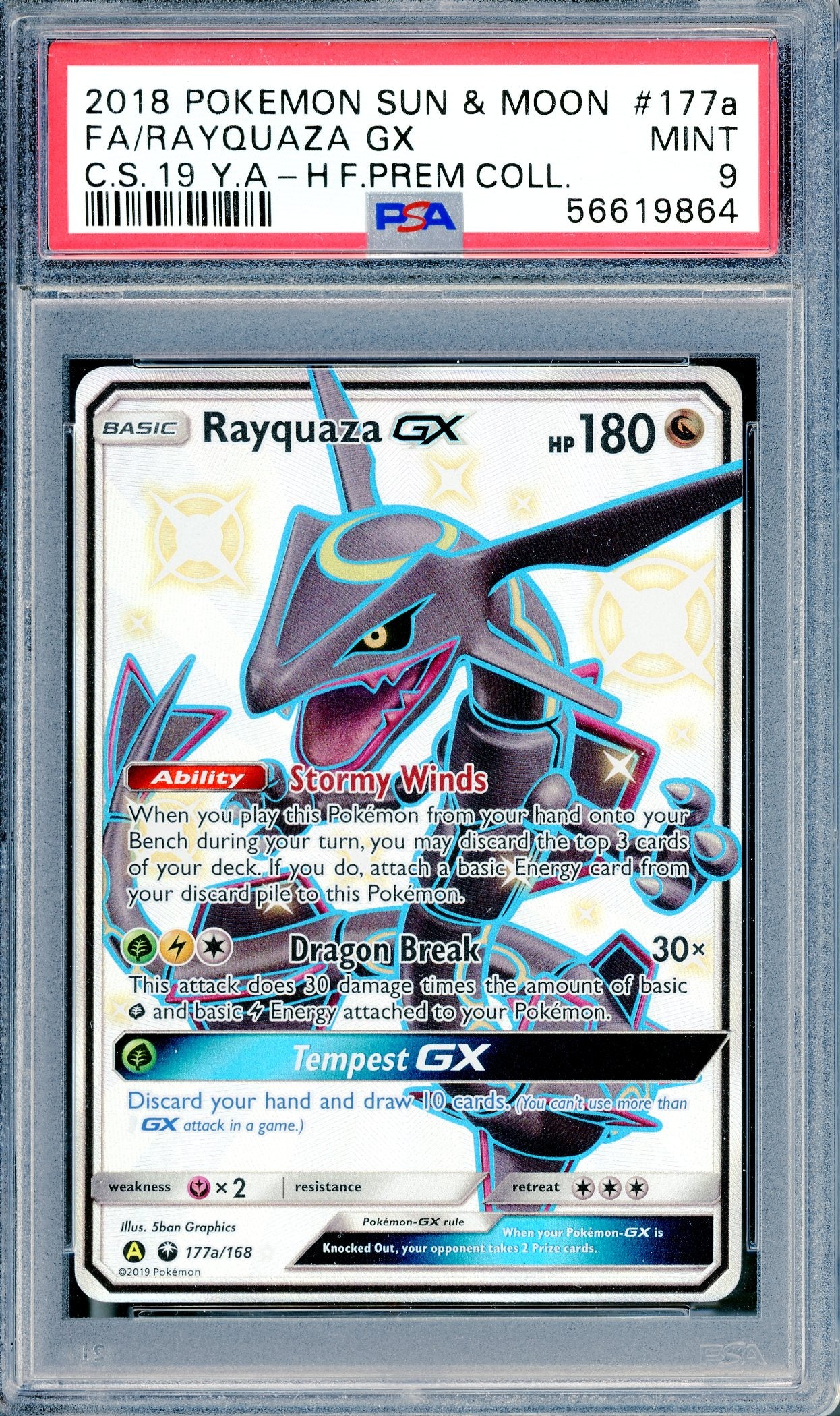 PSA 9 Rayquaza GX (177a/168) [Hidden Fates]