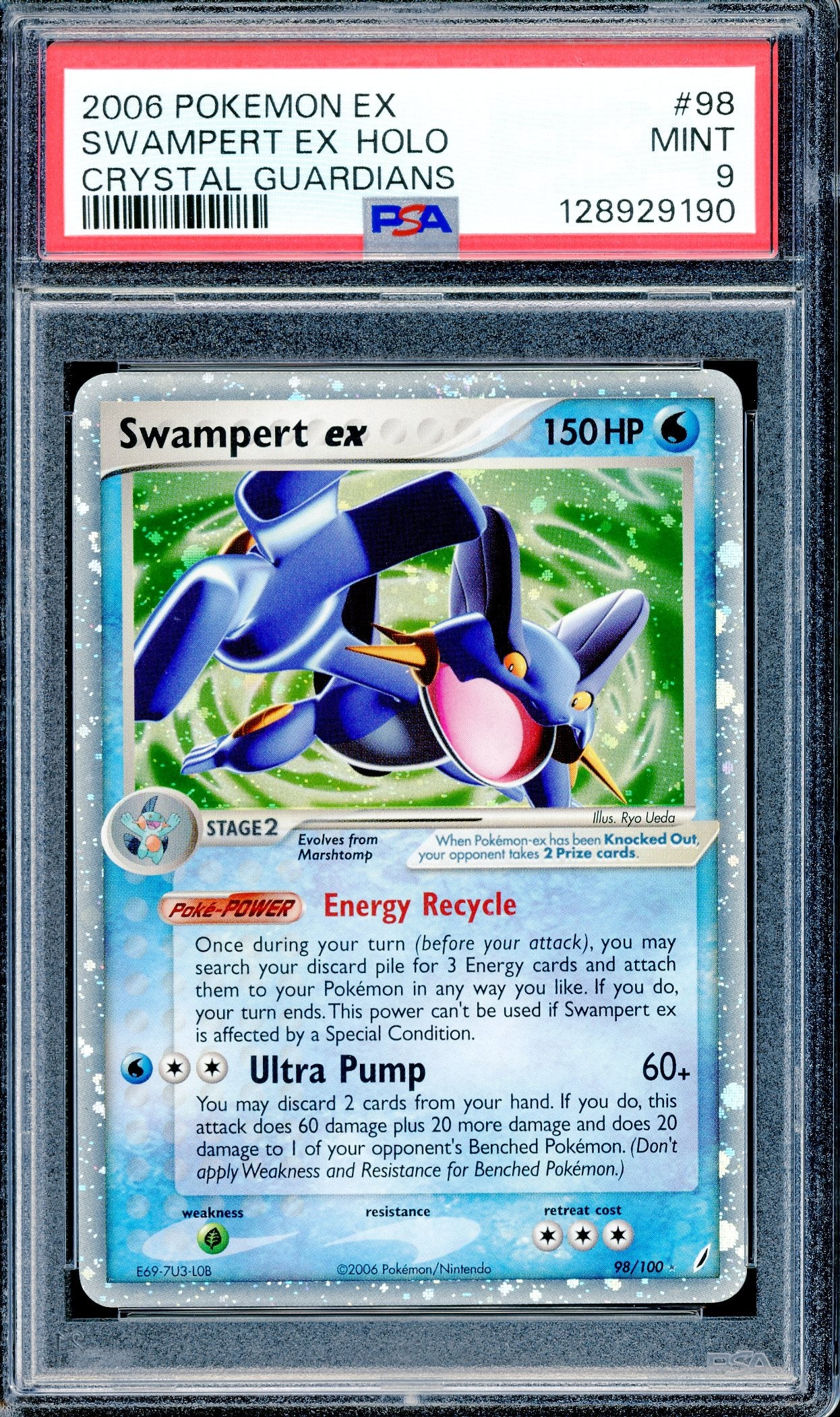 PSA 9 Swampert ex (98/100) [Crystal Guardians]