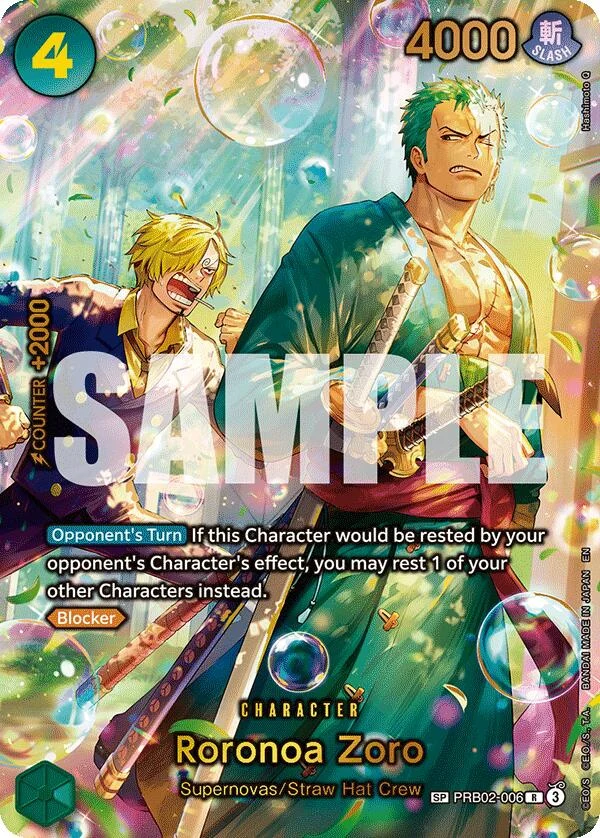 Roronoa Zoro - PRB02-006 (SP) (Alternate Art) (Reprint) (PRB02-006) (The Azure Sea's Seven)